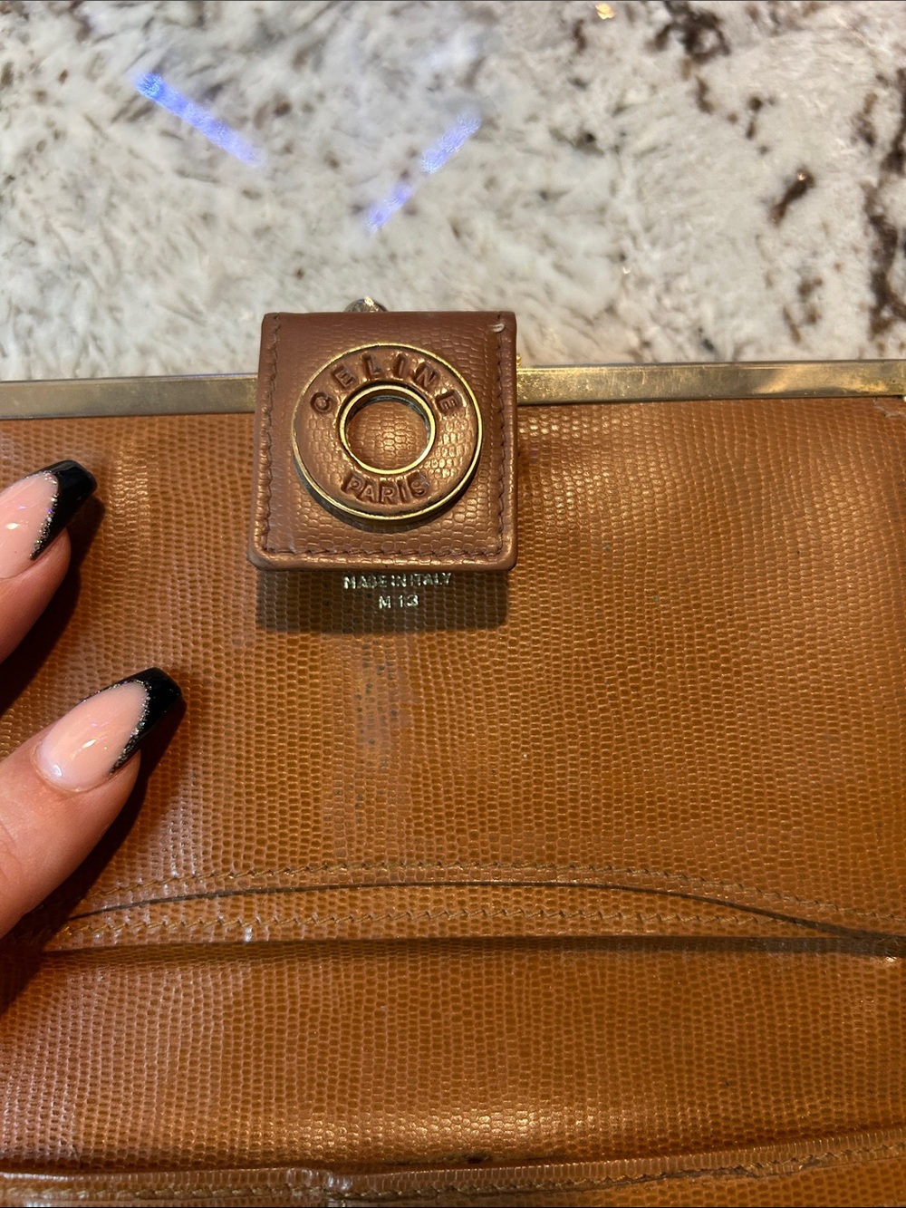 Celine Brown Leather Continental Wallet with Logo Snap